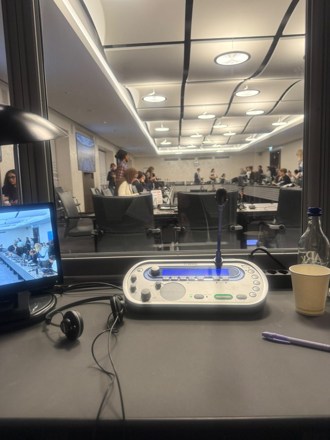 View from the interpreter's booth at a UN session, Geneva